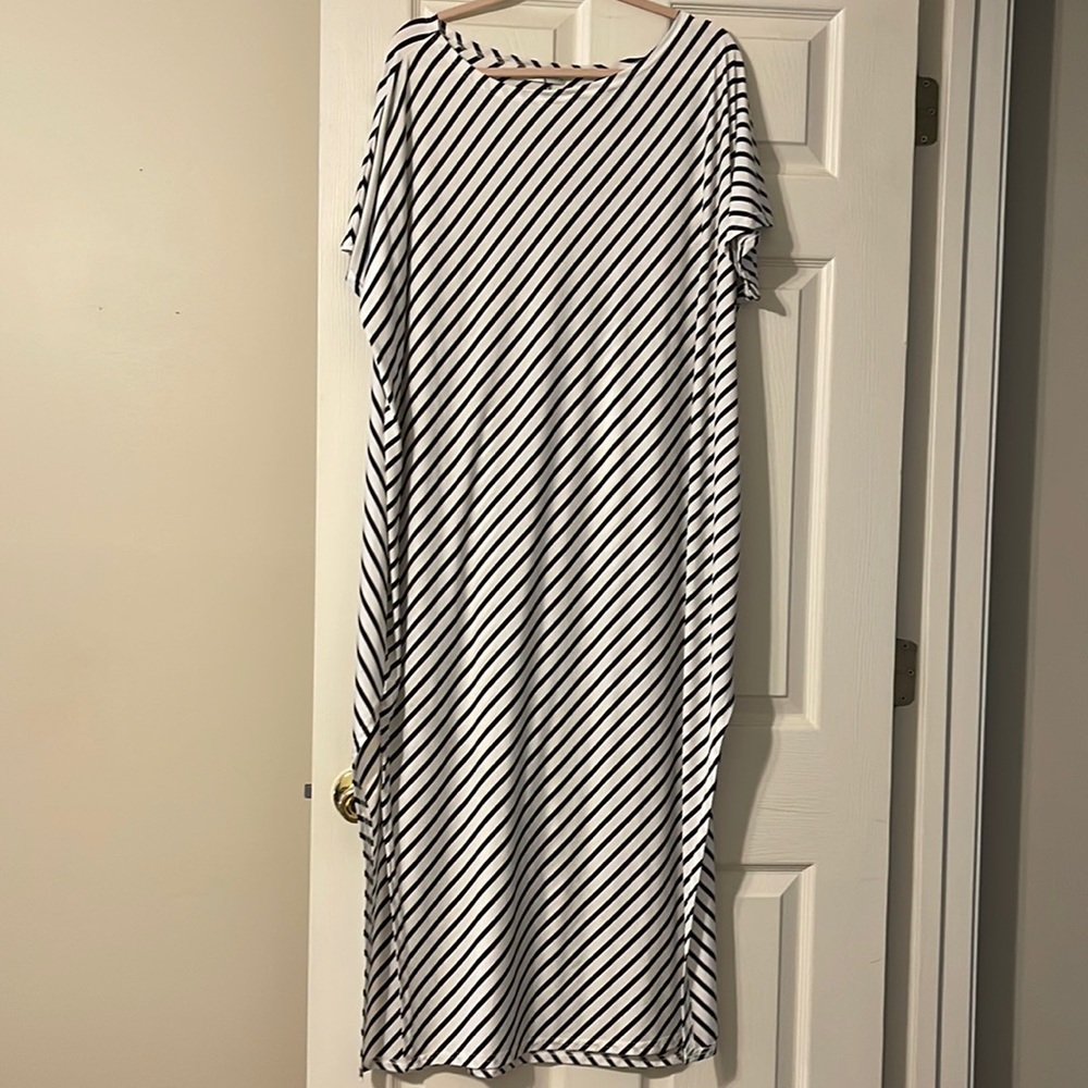 Plus size beautiful white and black striped dress